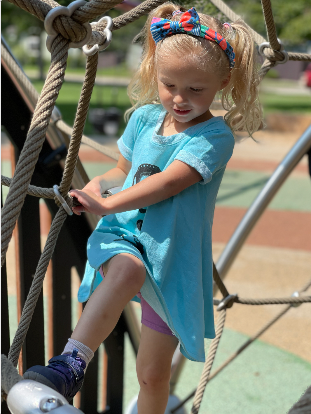 Foxes Toddler Dress | Caribbean Blue