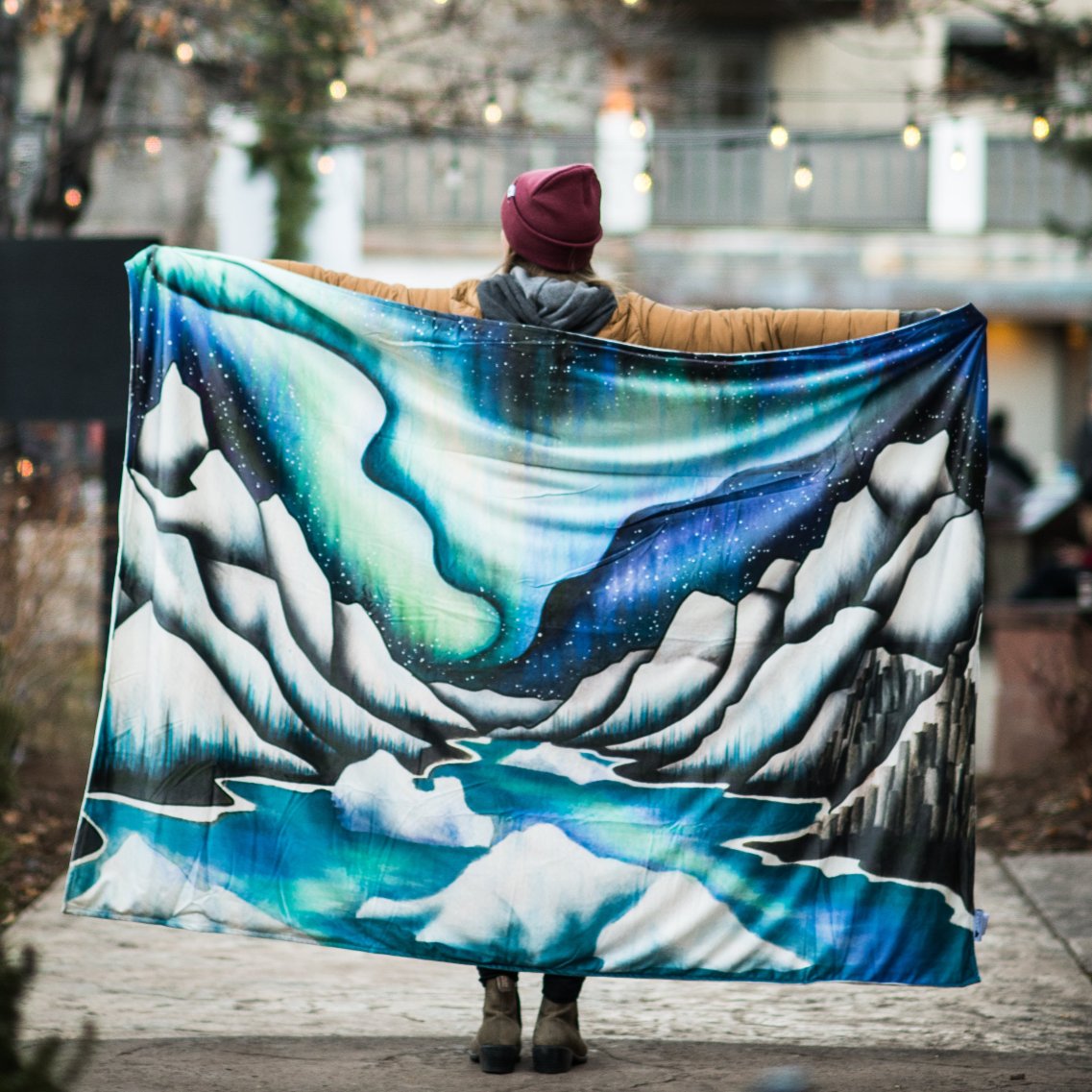 Northern Lights Sherpa Blanket