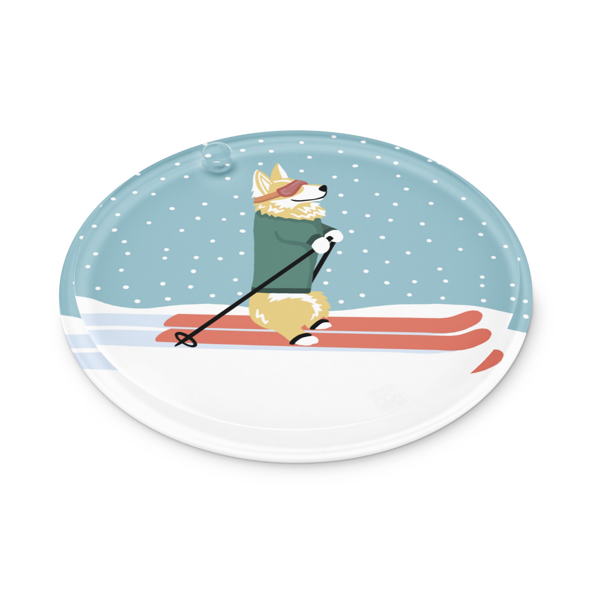 Corgi Skiing Ornament