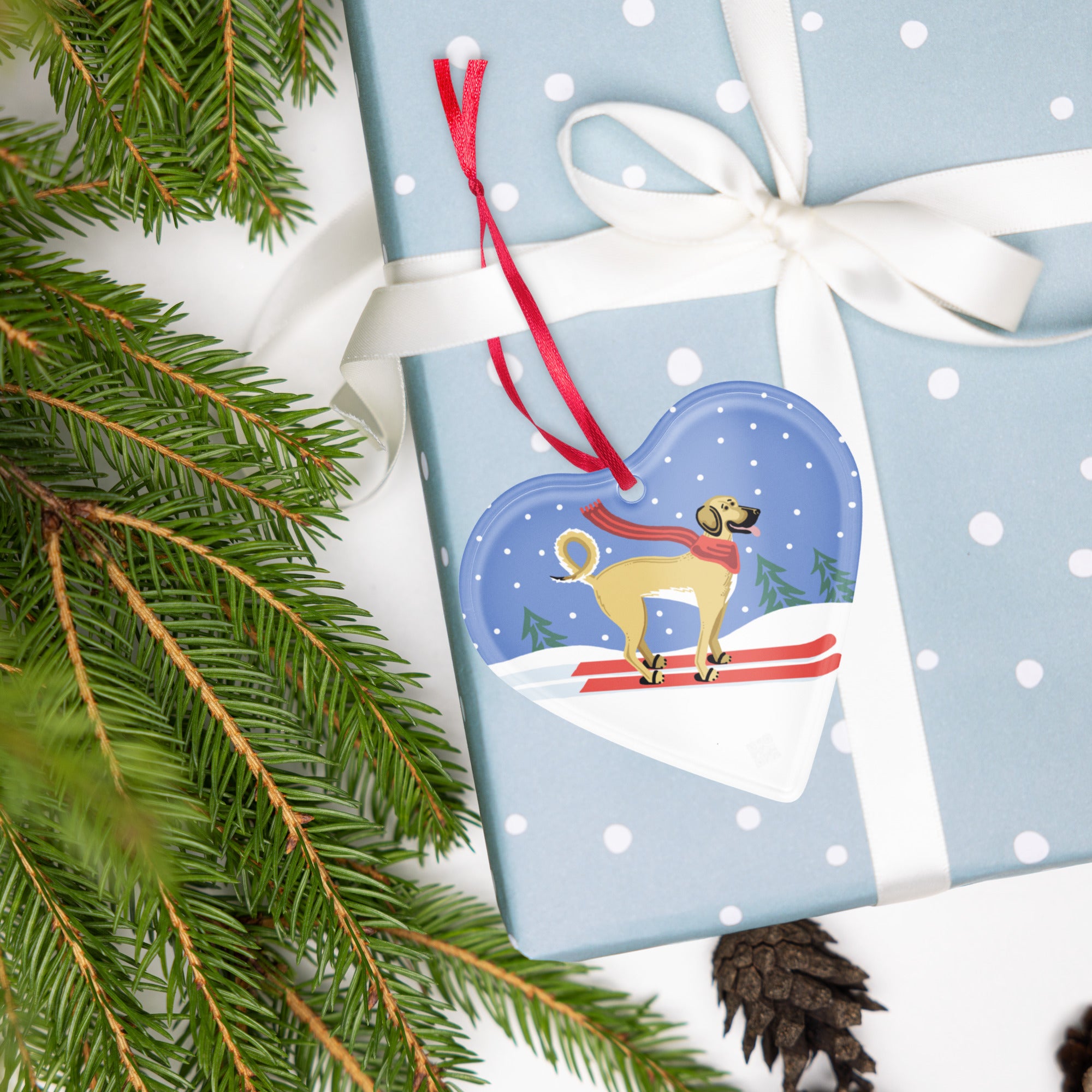 Great dane Mix Skiing Ornament
