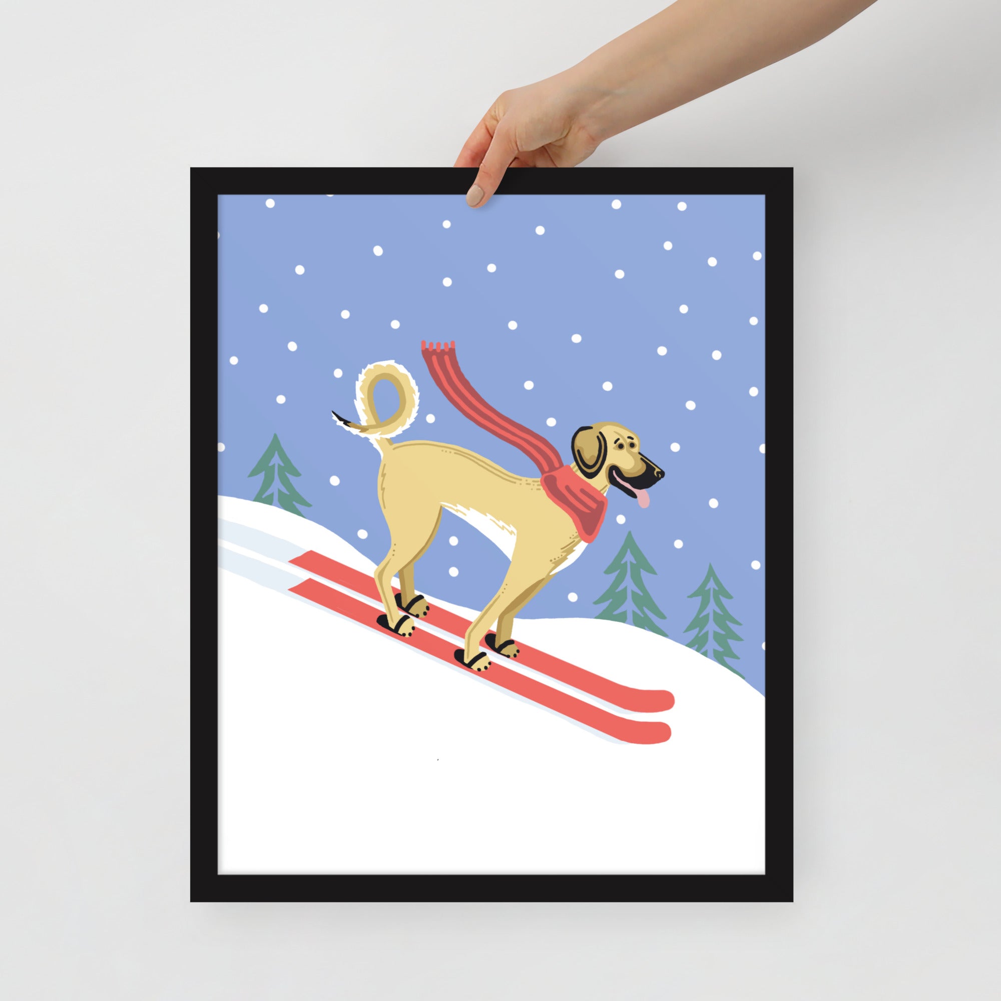 Great Dane Mix Skiing - Print