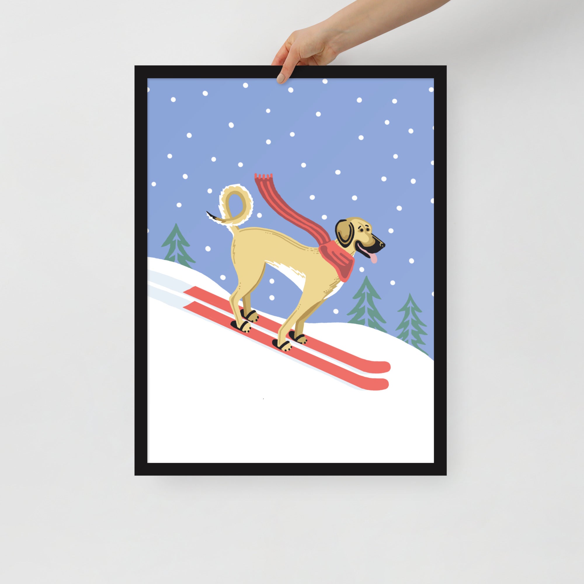 Great Dane Mix Skiing - Print