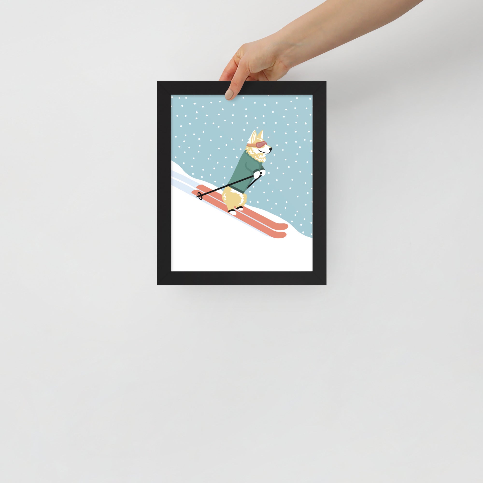 Corgi Skiing Print