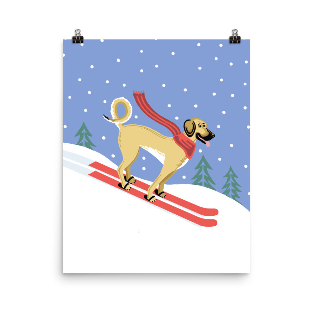 Great Dane Mix Skiing - Print