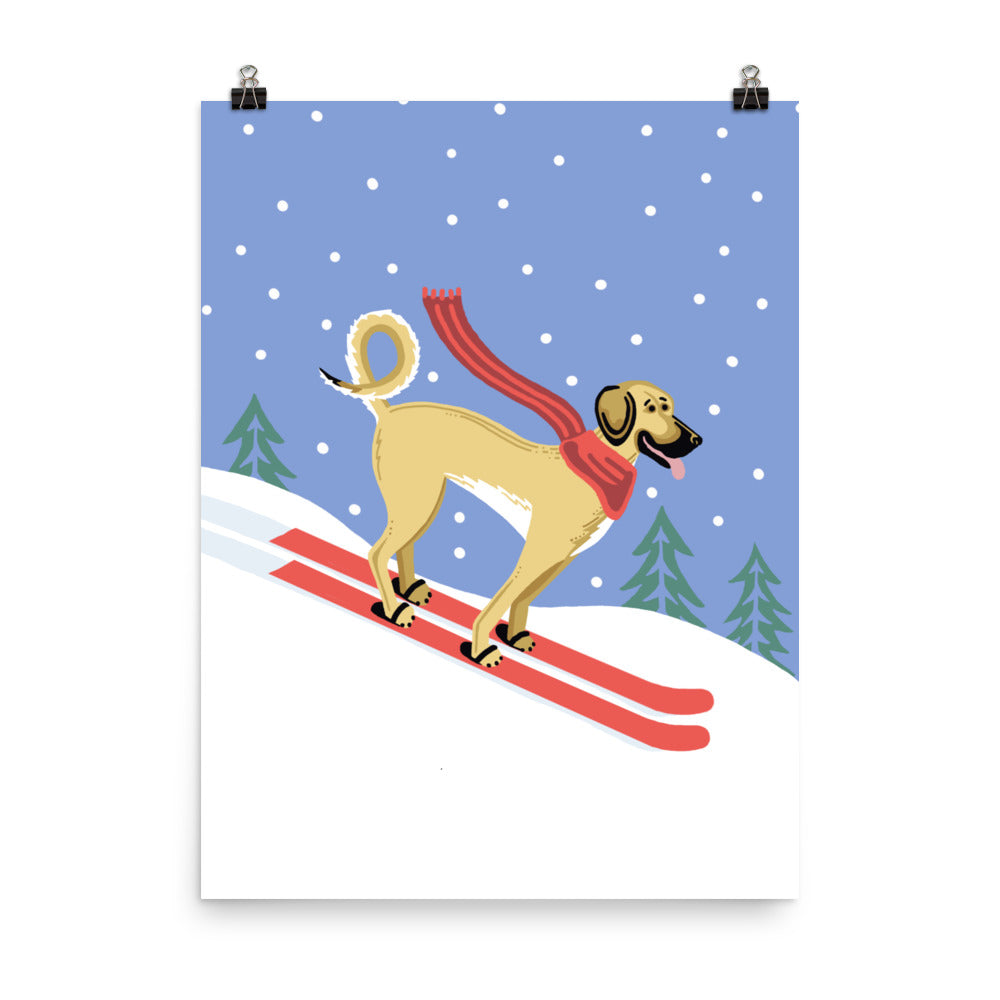 Great Dane Mix Skiing - Print