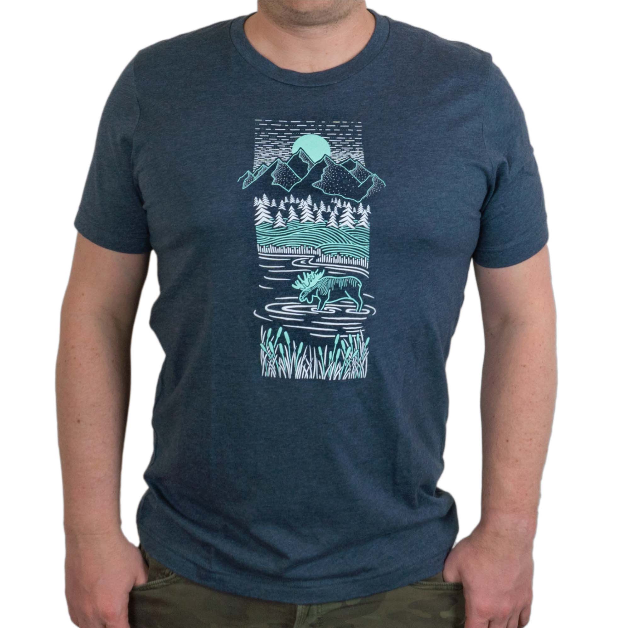 Piney Moose T-shirt | Heather Navy - Ketsol