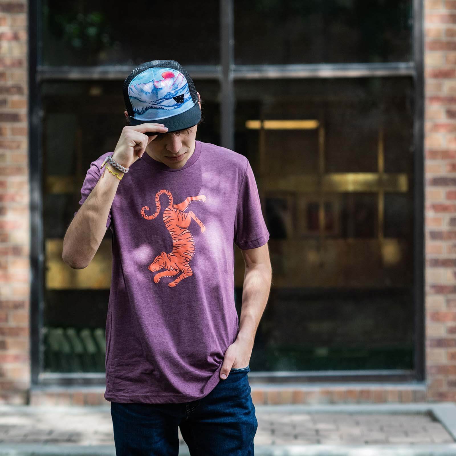 Tiger T-shirt | Purplish Maroon - Ketsol