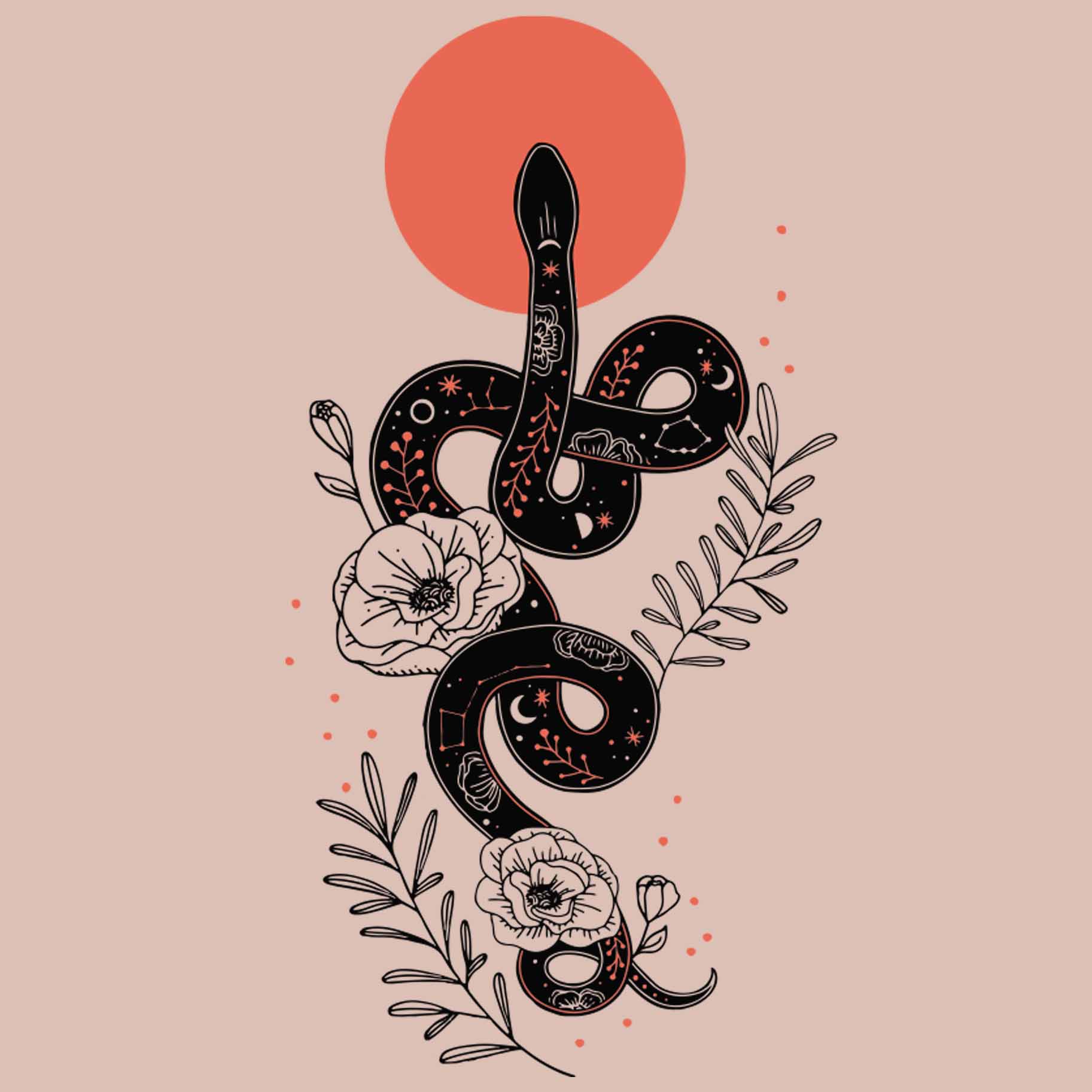 Snake Terry Hoodie | Rose - Ketsol