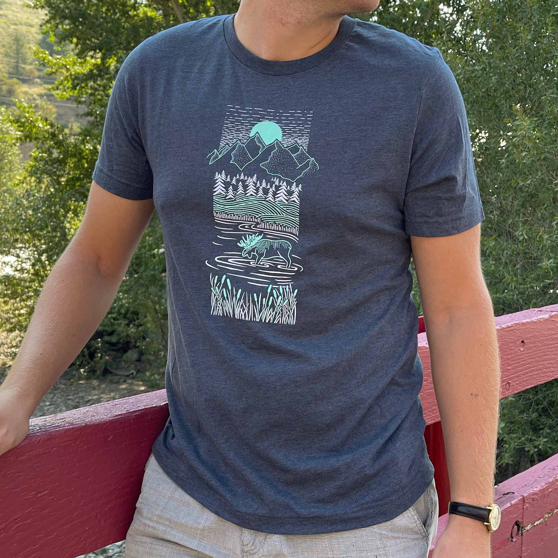 Piney Moose T-shirt | Heather Navy - Ketsol