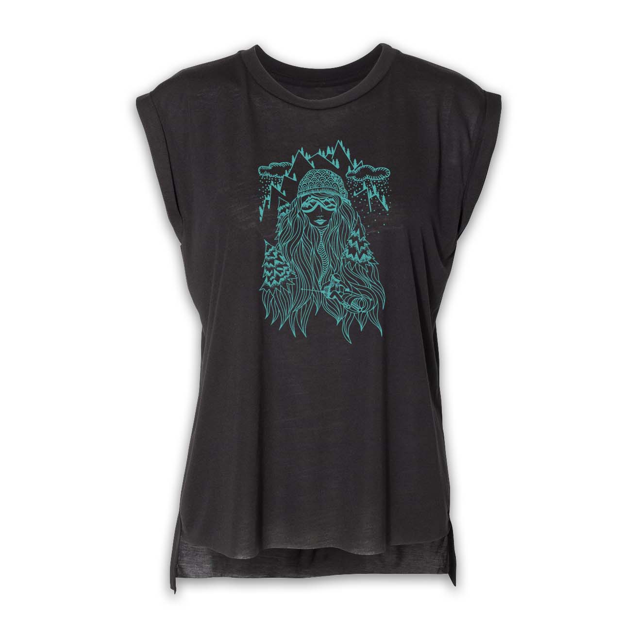 Ski Girl Rolled Cuffs Flowy Shirt | Black - Ketsol