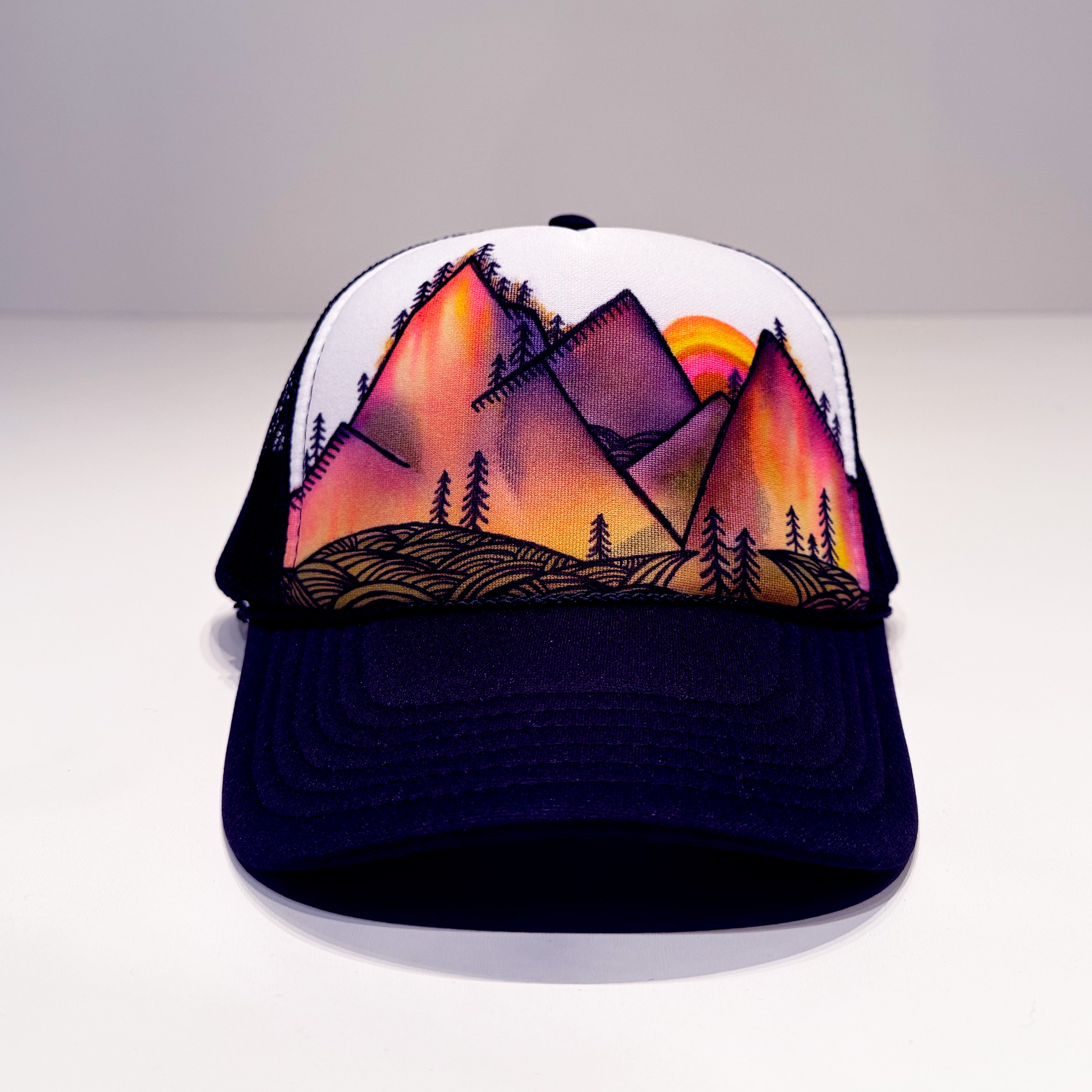 Hand Painted Hat // Black Mountain 1 - One of a Kind