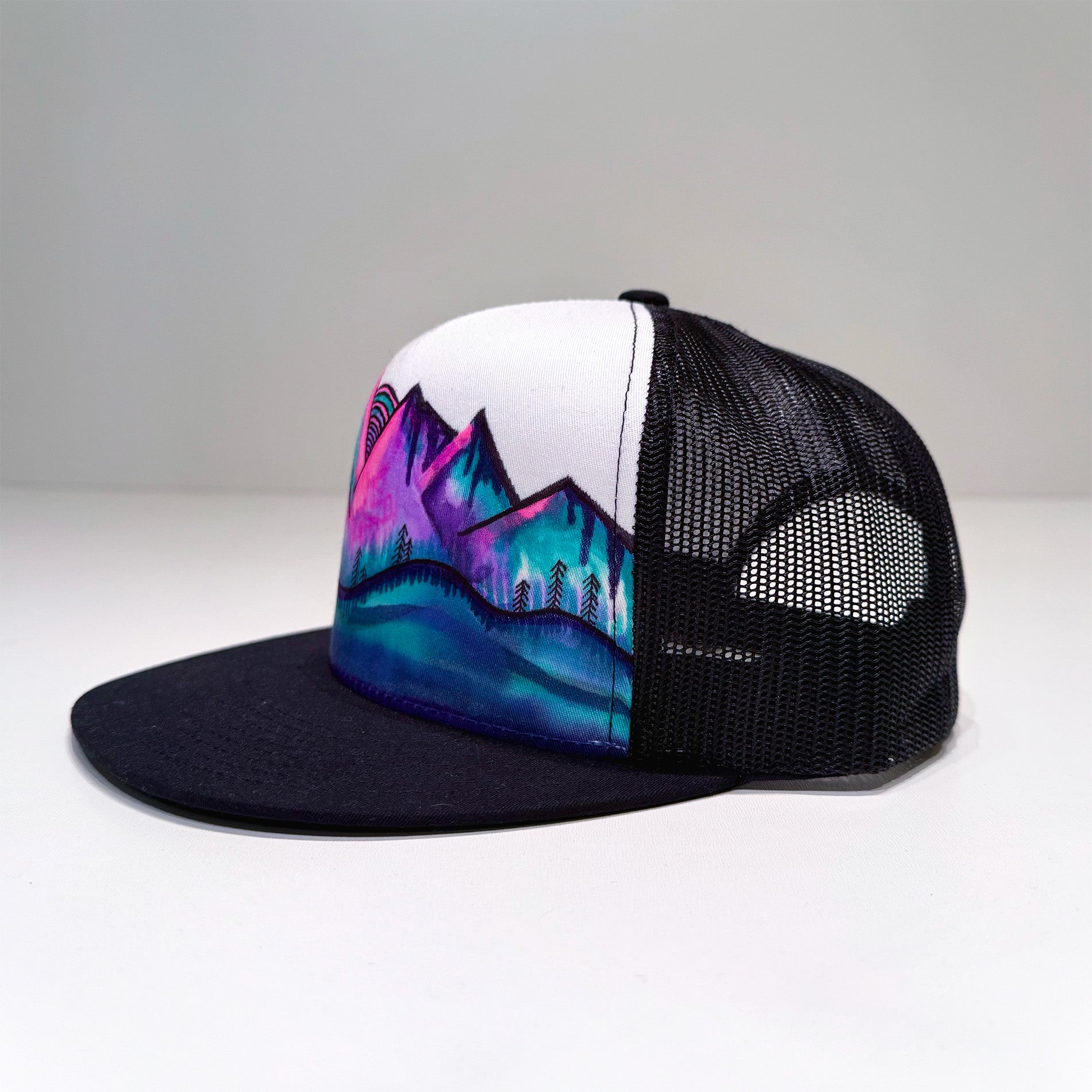 Hand Painted Hat // Black Mountain 2 - One of a Kind