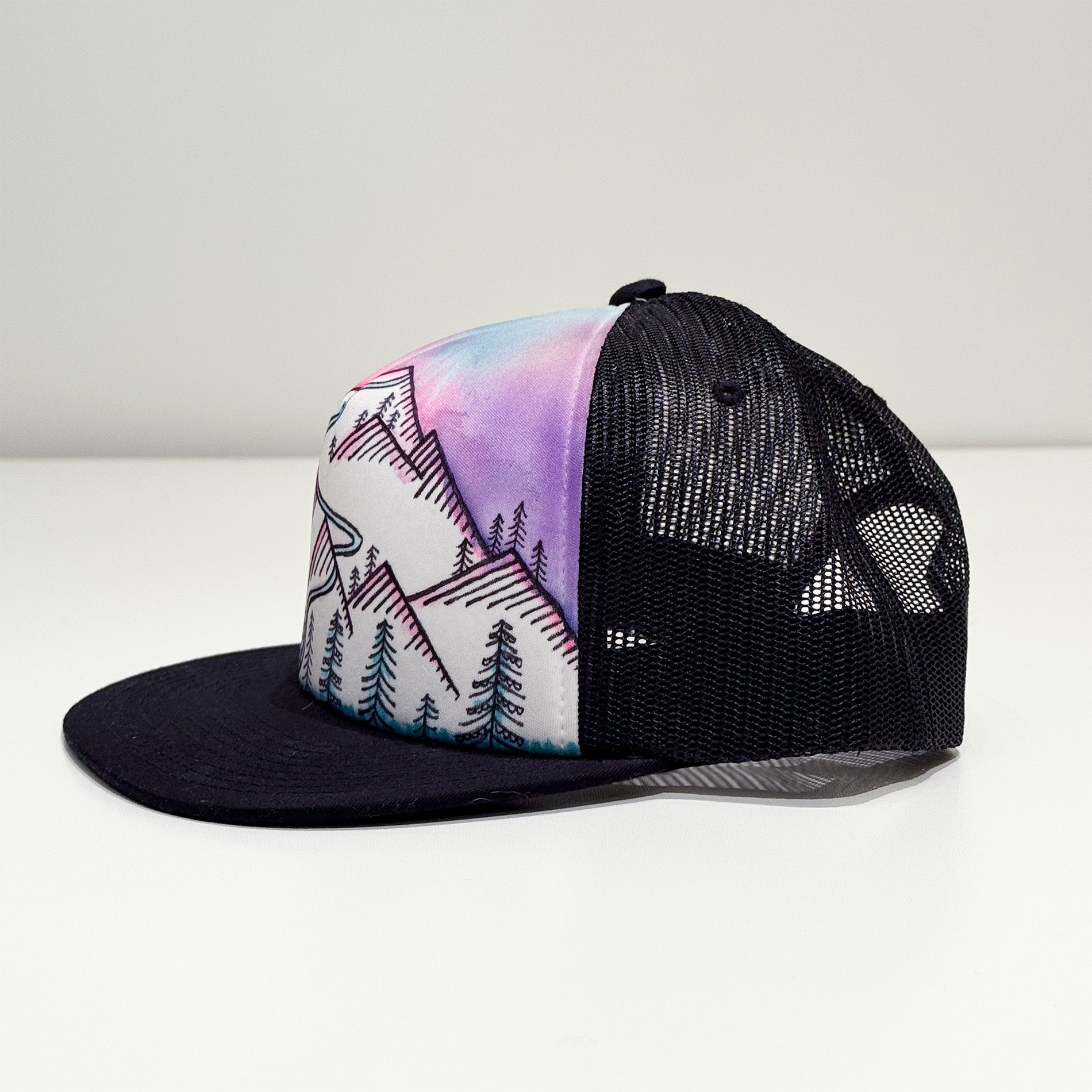 Hand Painted Hat // Black Mountain 3 - One of a Kind