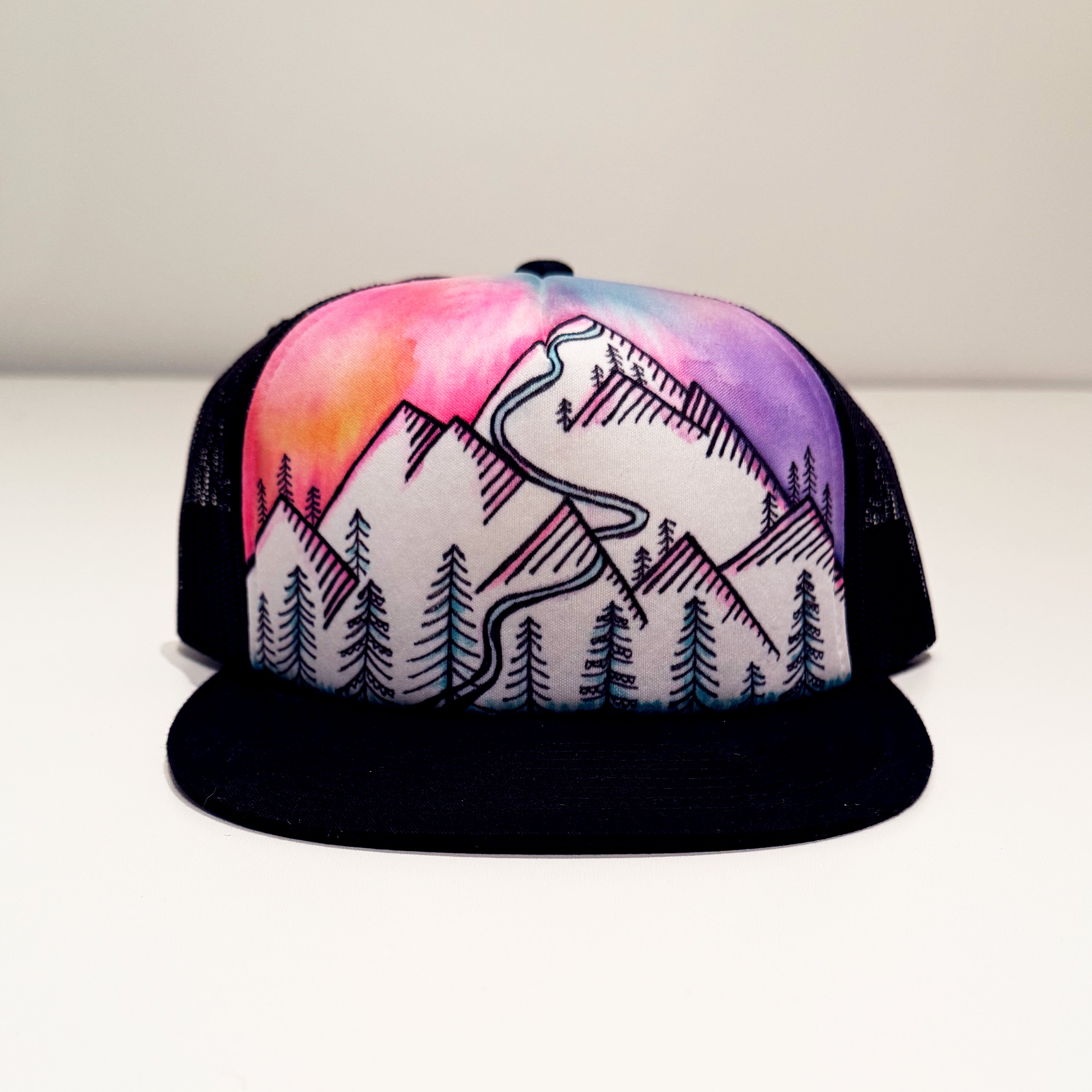 Hand Painted Hat // Black Mountain 3 - One of a Kind