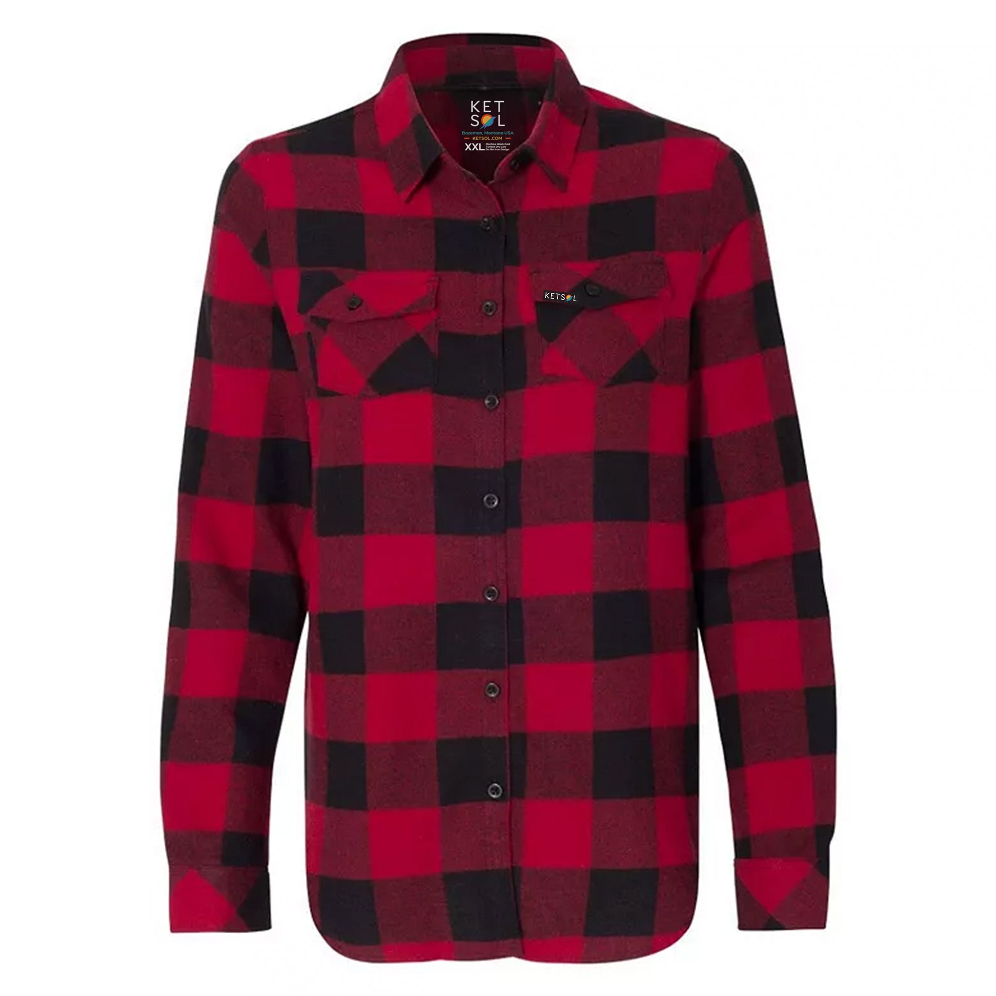 Ski Girl Buffalo Plaid Button Down Shirt - Women's