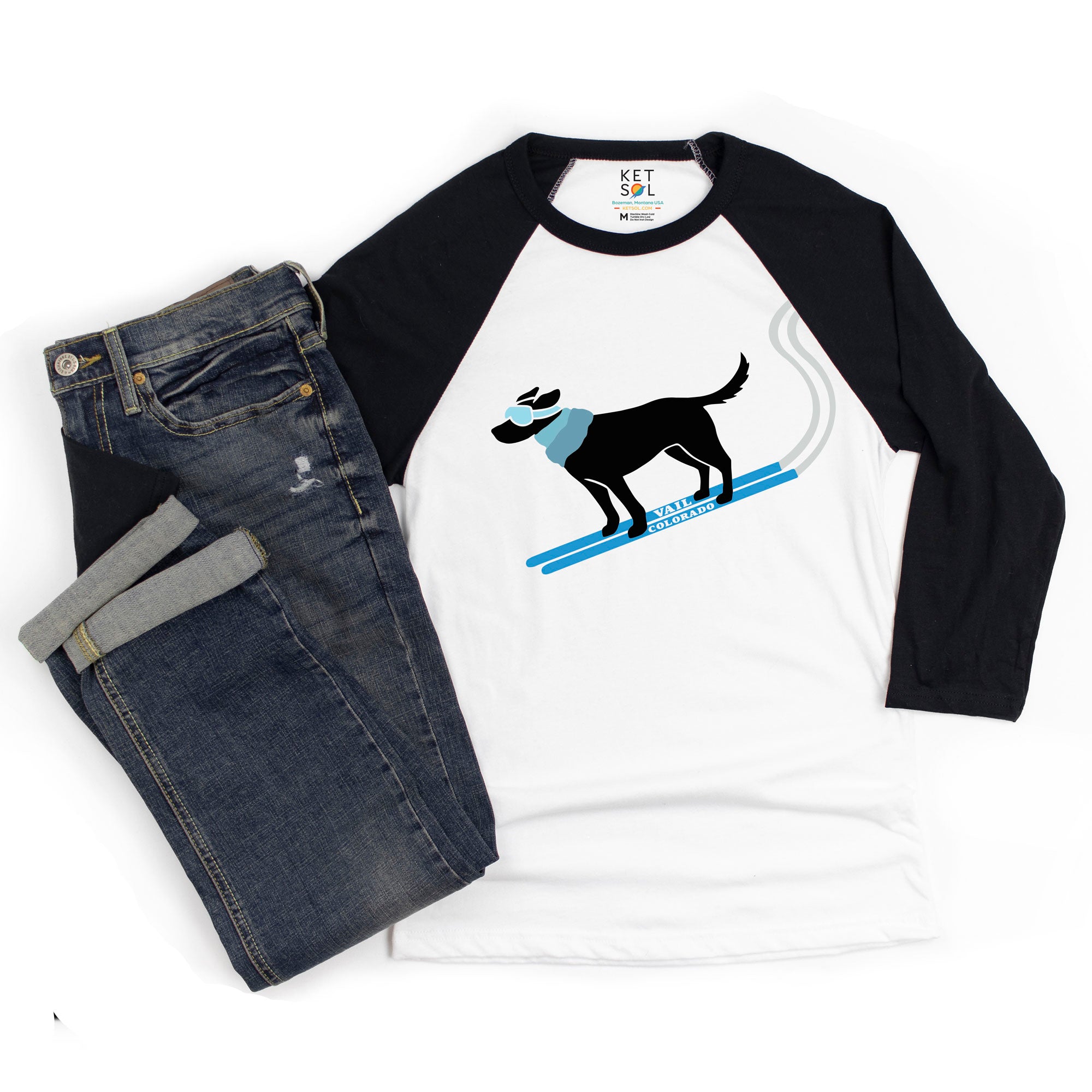 Lab Ski Toddler & Kids Baseball Tee  | Vail, Colorado