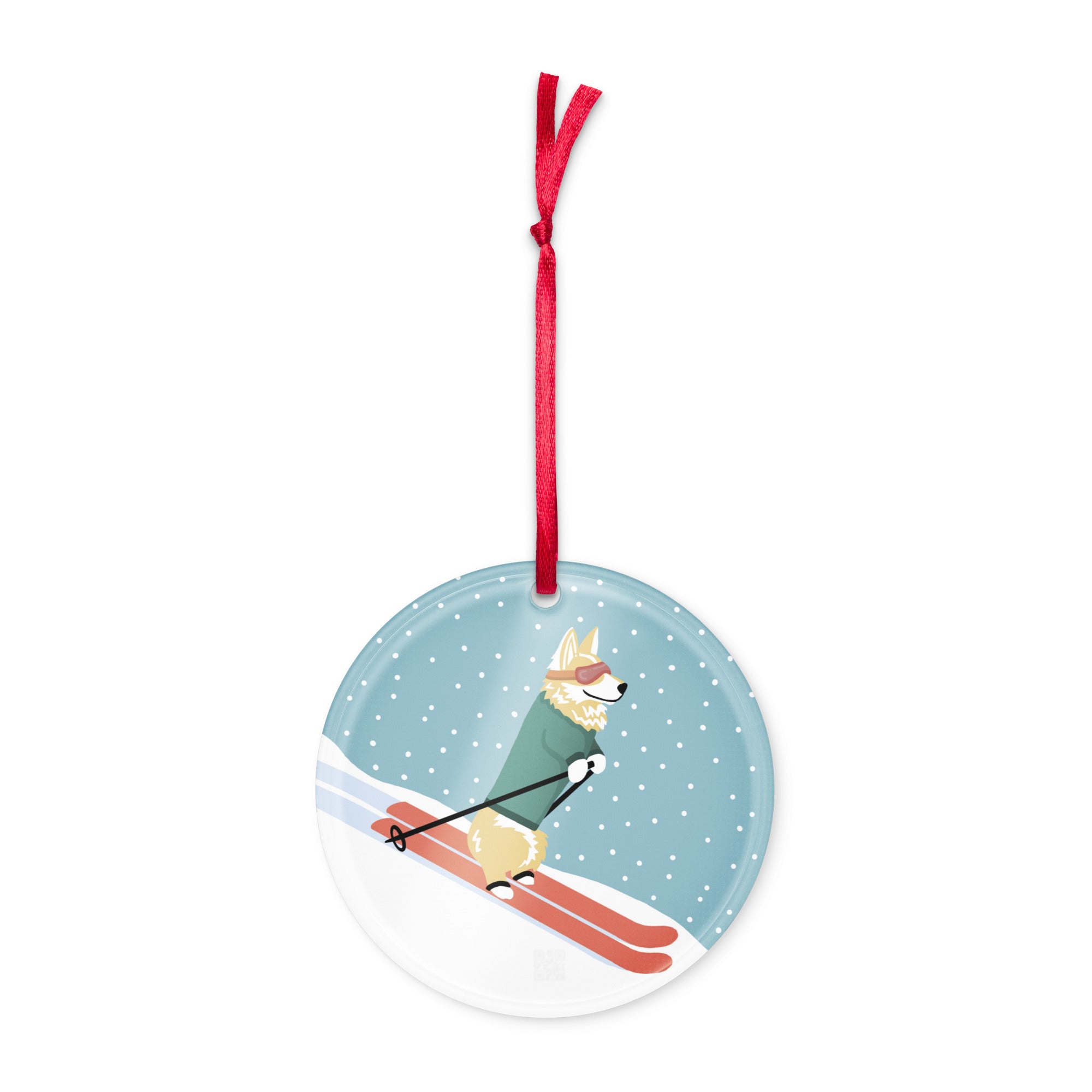 Corgi Skiing Ornament