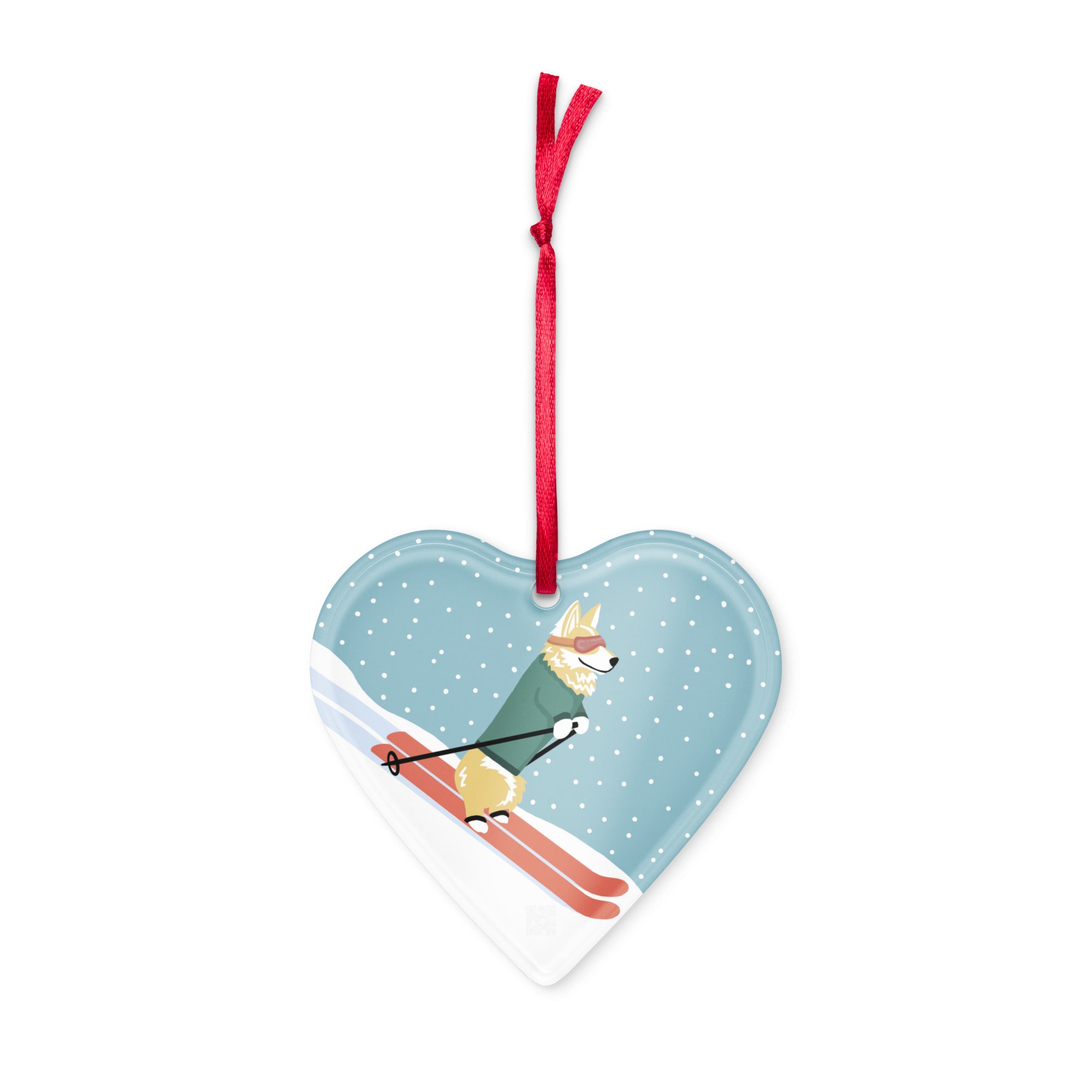 Corgi Skiing Ornament