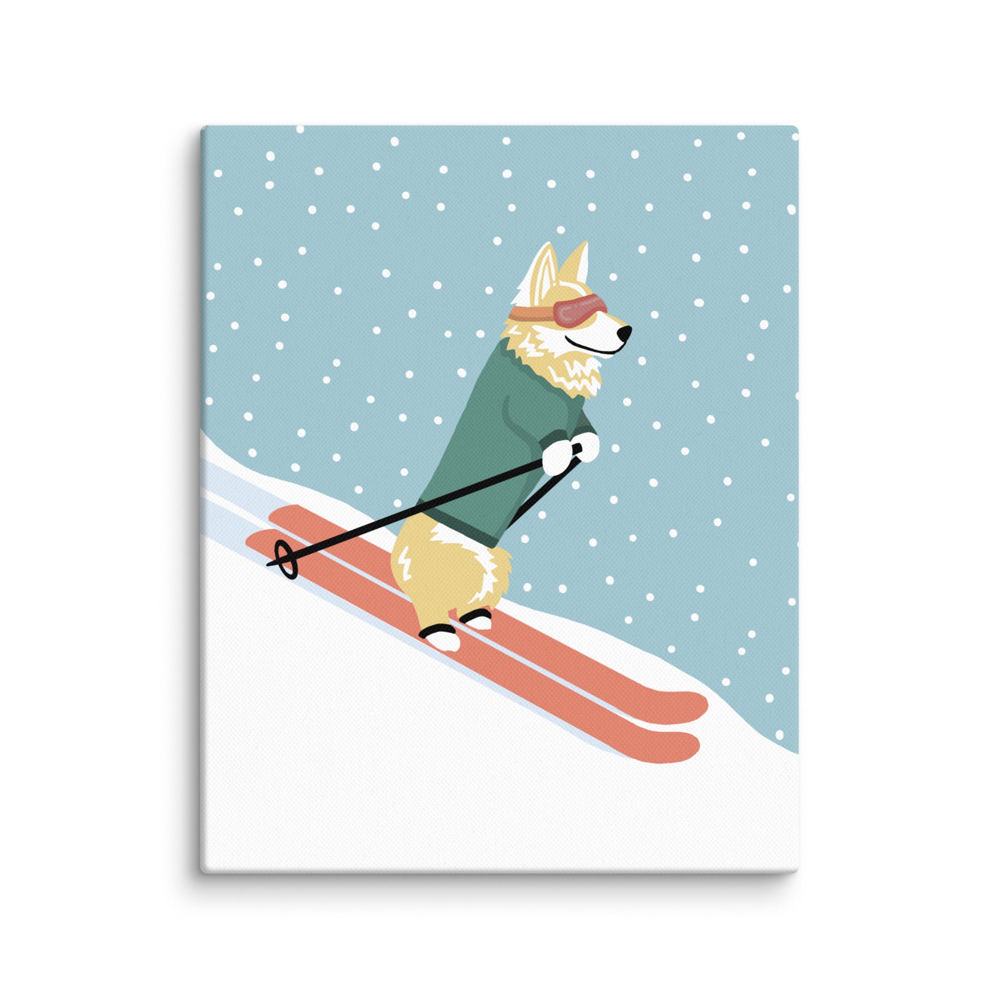 Corgi Skiing Print