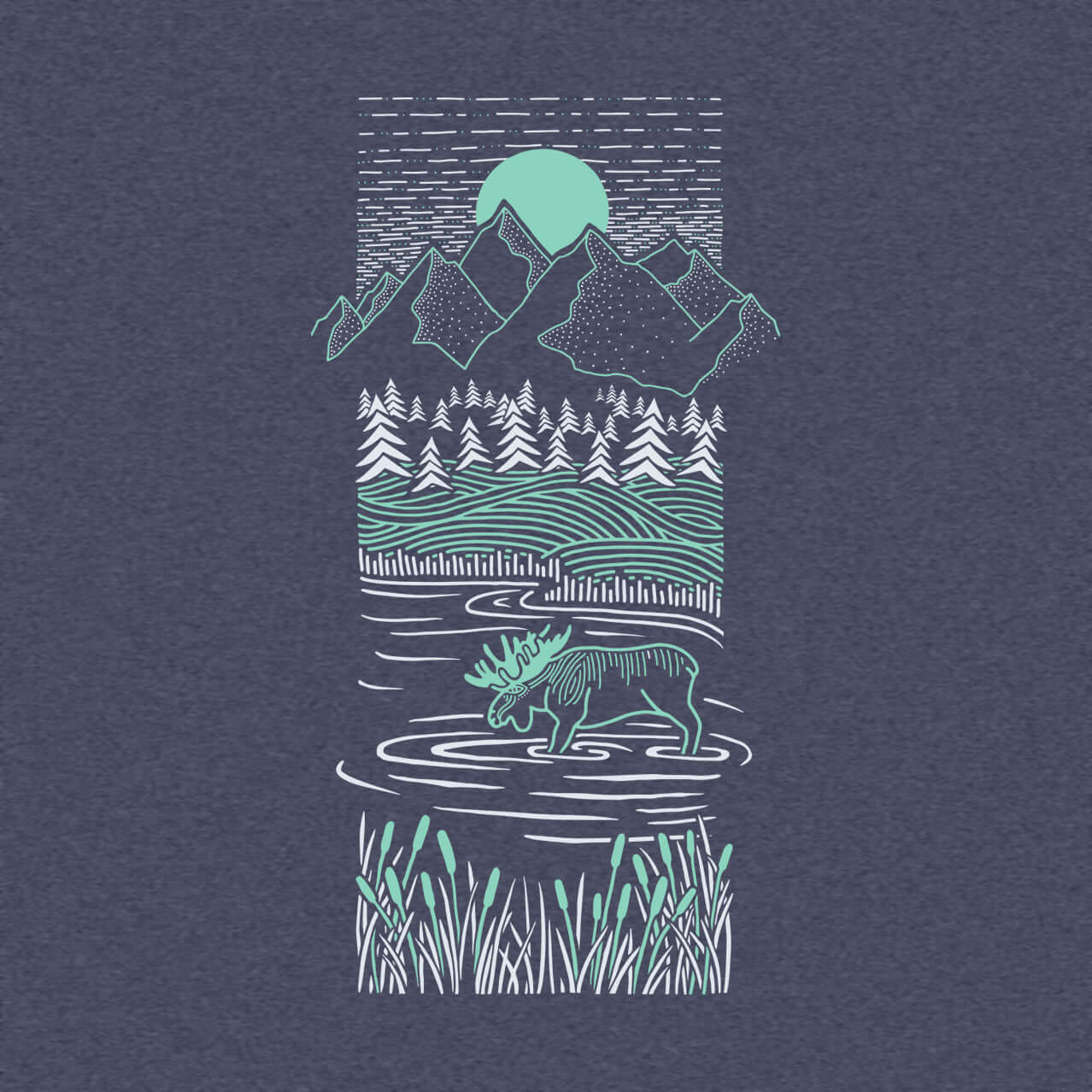 Piney Moose T-shirt | Heather Navy - Ketsol